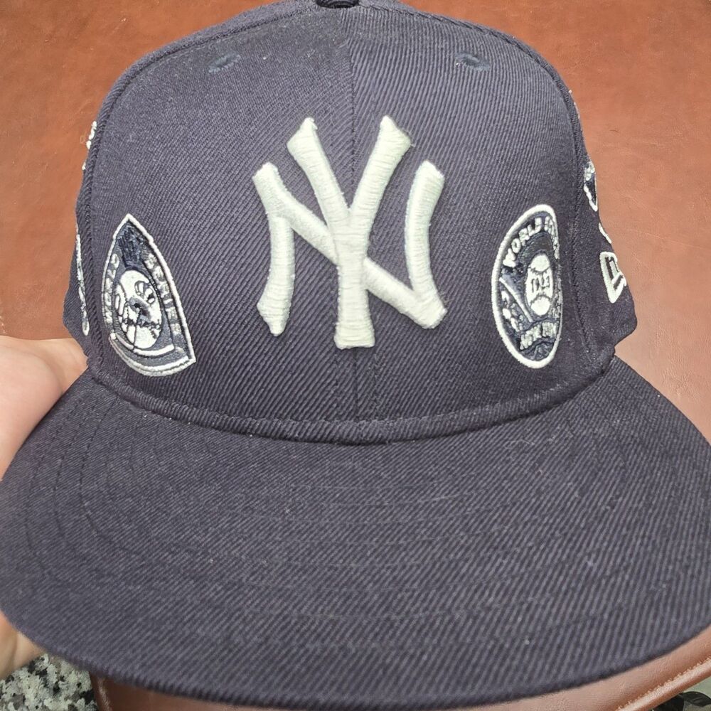 New Era 7-3/8 New York NY Yankees 1923-1950 World Series Patch Baseball Cap - Picture 2 of 7